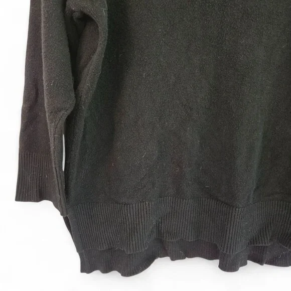 Tahari Woman Black Ribbed Hem High-Low Sweater Crew Neck Large - Picture 5 of 9